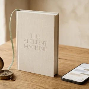 AI Client Machine ebook - product mockup on tablet - AJNEXA