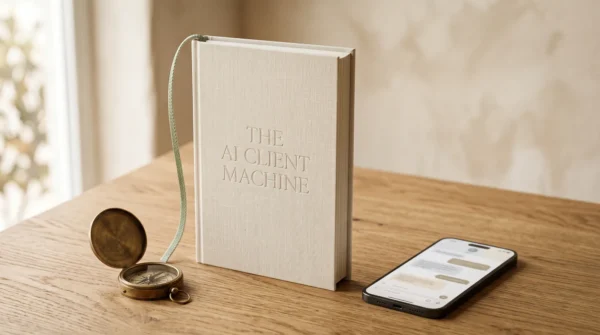 AI Client Machine ebook - product mockup on tablet - AJNEXA