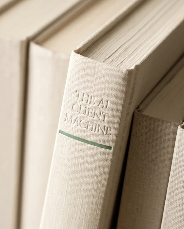 AI Client Machine ebook - printed card close-up - AJNEXA