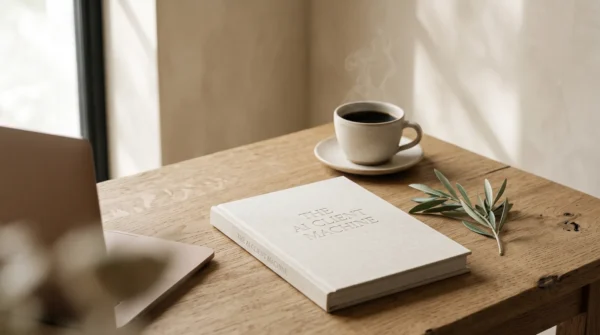 AI Client Machine ebook - desk lifestyle scene - AJNEXA
