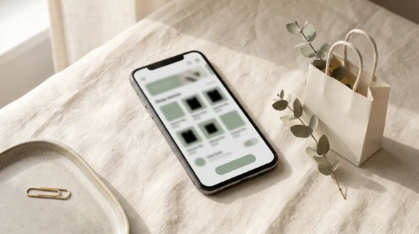 E-Commerce Prompt Pack - phone flat-lay - AJNEXA