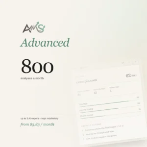 AMS Advanced par AJNEXA — formule d'abonnement, avec un exemple de rapport AMS en arrière-plan