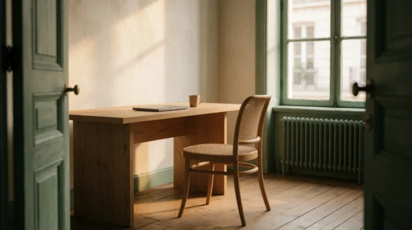 Le bureau d'un indépendant en fin d'après-midi, le décor du Client Delivery Hub d'AJNEXA