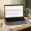 Overdue invoice reminder email template on a laptop screen, with its send day and pro tip