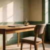 A quiet home office desk at dawn, the AJNEXA Follow-Up Sequences setting