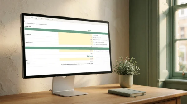 The Quote a Job tab of the pricing calculator, pricing a project from hours