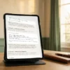A freelance rate card template shown on a tablet, hourly and day rates section